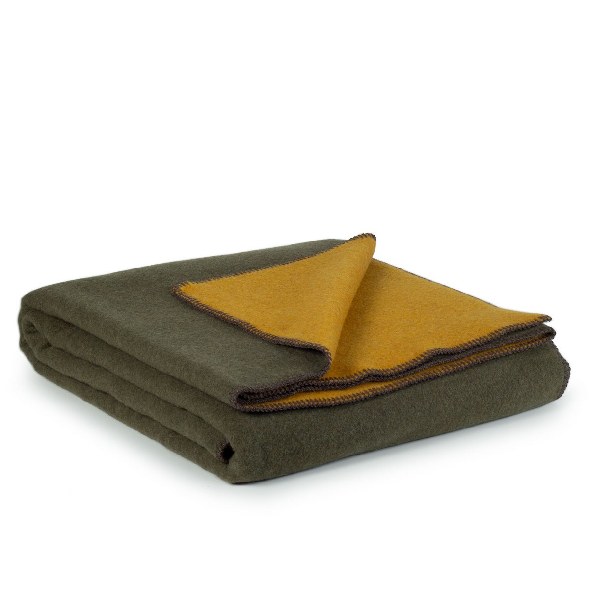 Beddeken van merinowol - khaki meadow