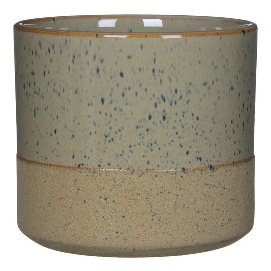 Lago Bloempot beige/blauwe spikkels